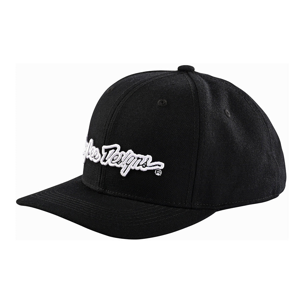 Troy Lee Designs Curved Snapback Hat Signature Black/White OSFA