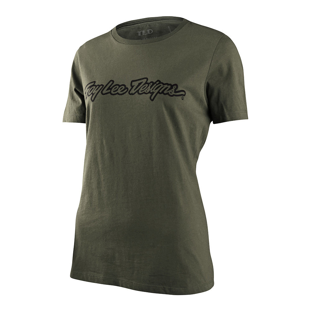 Troy Lee Designs Womens Short Sleeve Tee Signature Military Green