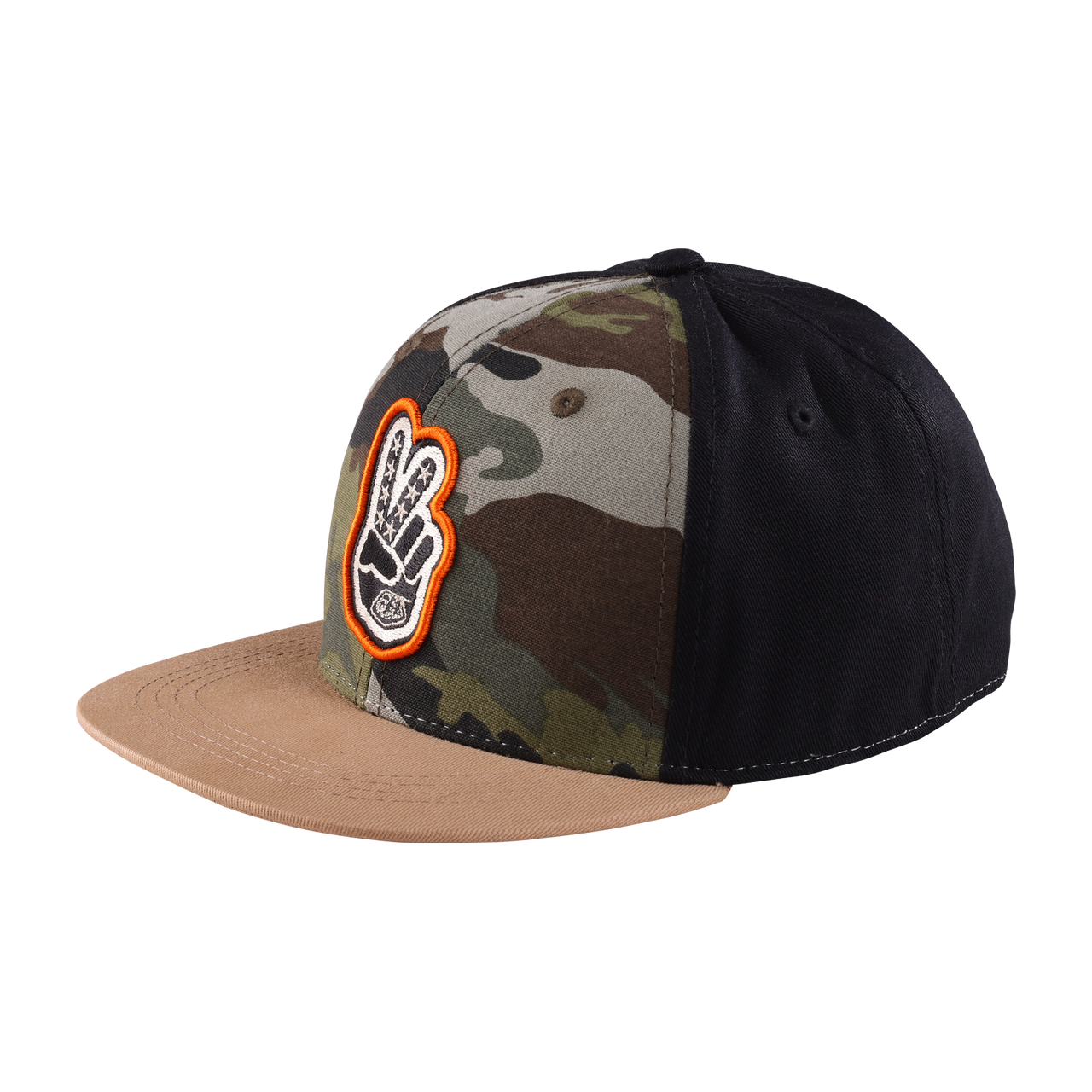 Troy Lee Designs Youth Flat Bill Snapback Peace Out Black/Forest Camo