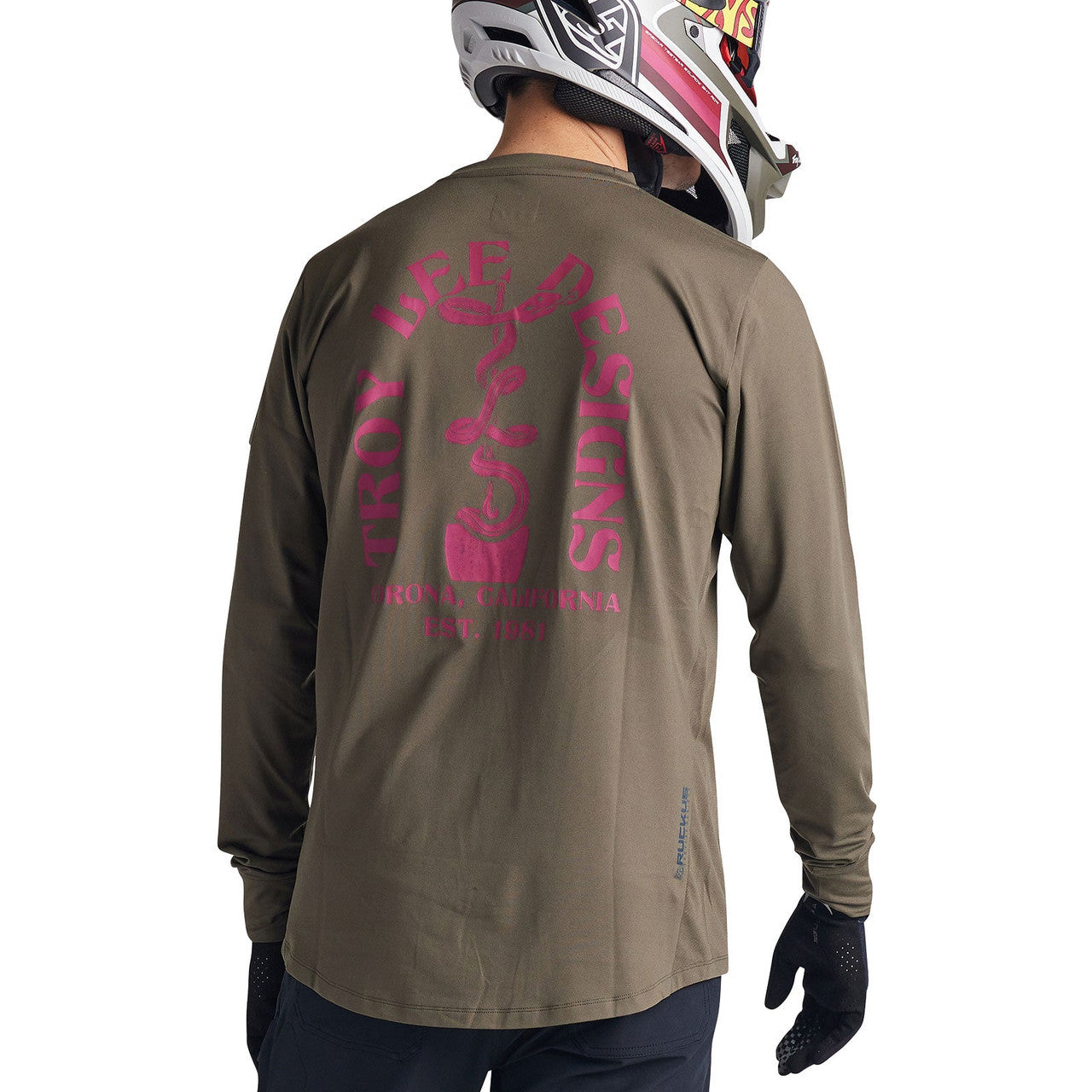 Troy Lee Designs Ruckus Long Sleeve Ride Tee Fangs Olive
