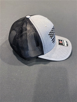 Motocrossgiant Distressed Tattered US Flag Snapback Trucker Hat - Heather/Black