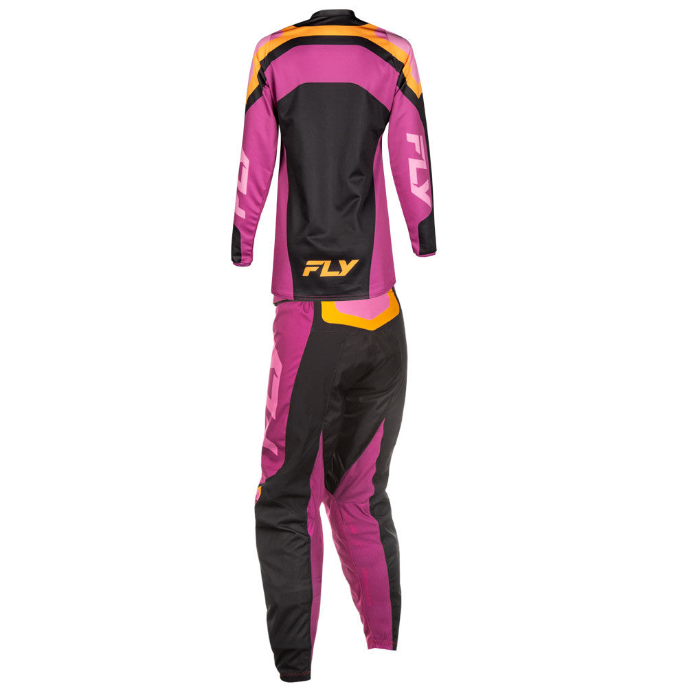 FLY Racing 2025 Womens F-16 Jersey Pant Combo Black/Mauve/Yellow