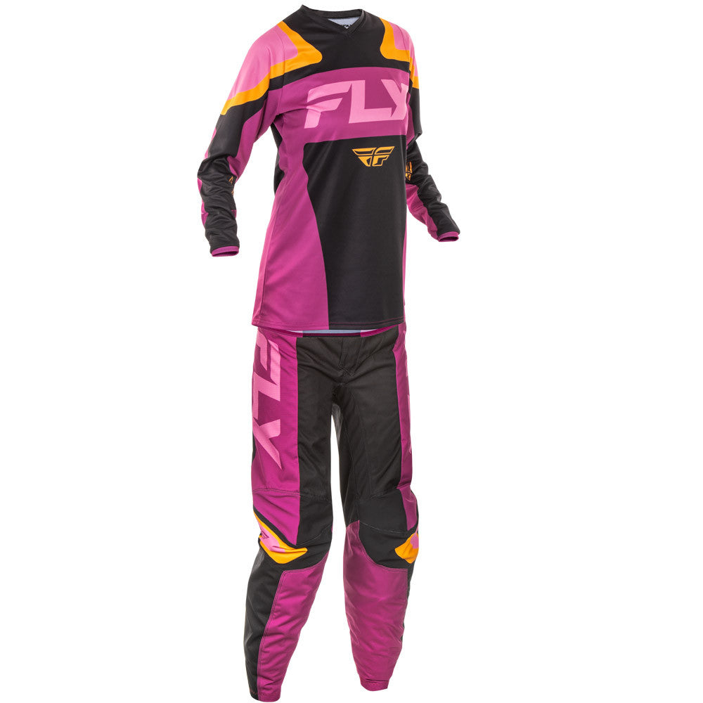 FLY Racing 2025 Womens F-16 Jersey Pant Combo Black/Mauve/Yellow
