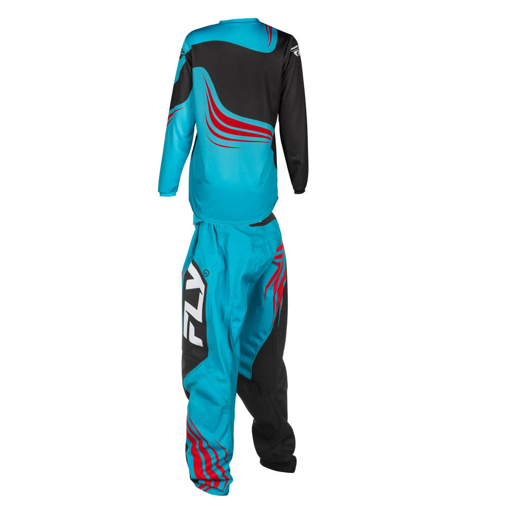 FLY Racing 2025 Youth F-16 Jersey Pant Combo Cyan/Black/Red