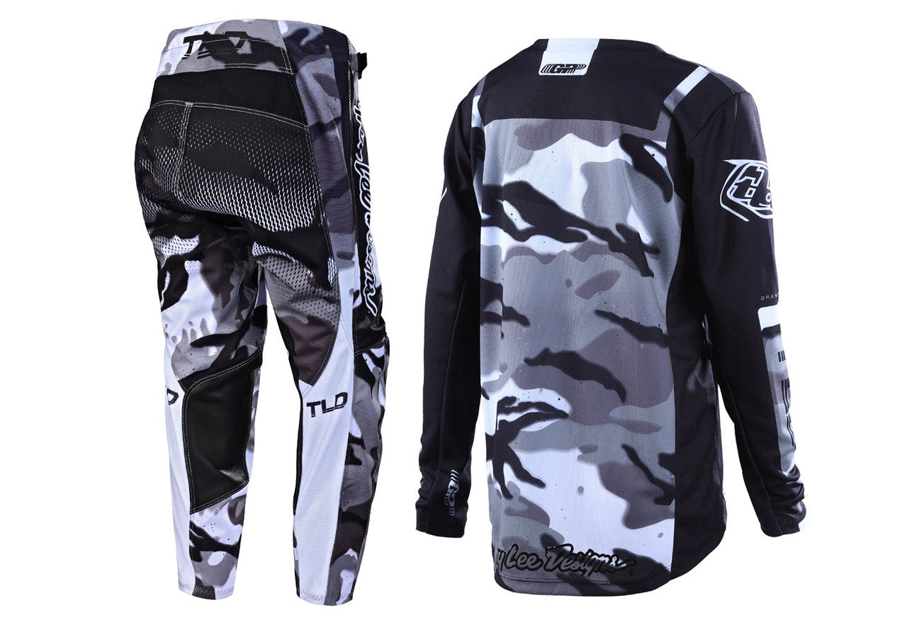 Troy Lee Designs 2022 Youth GP Jersey and Pant Combo Brazen Camo Grey