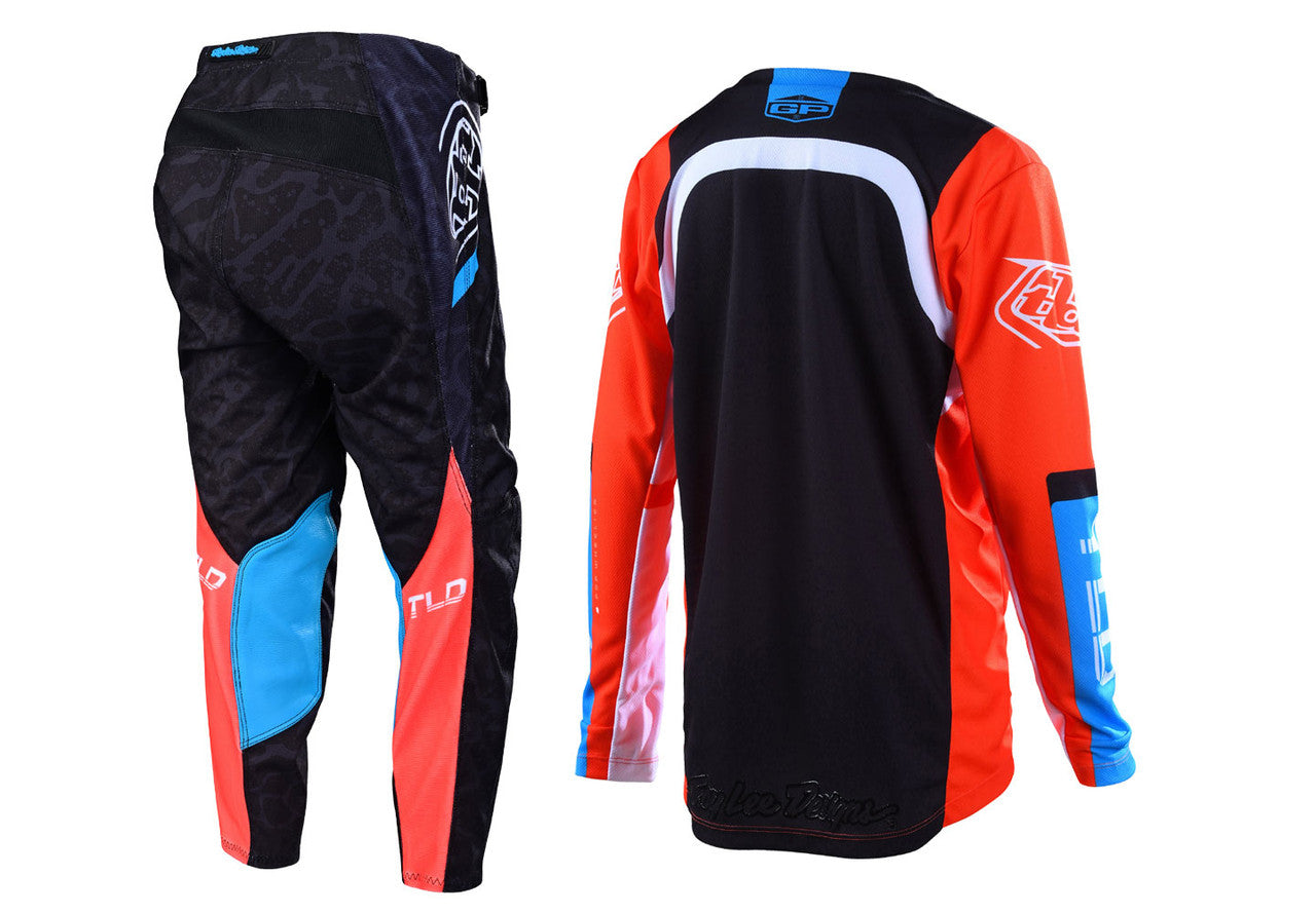 Troy Lee Designs 2022 Youth GP Jersey and Pant Combo Fractura Orange/Black