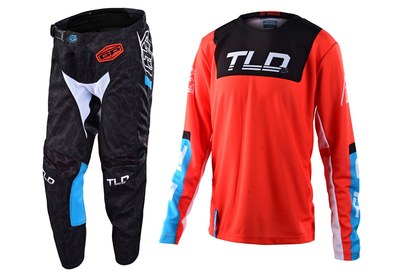 Troy Lee Designs 2022 Youth GP Jersey and Pant Combo Fractura Orange/Black