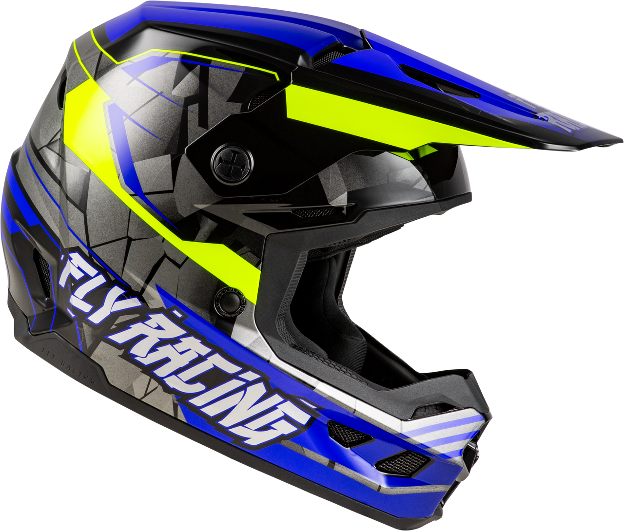 FLY Racing 2025 Youth Kinetic Scorched Helmet Blue/Grey/Hi-Vis