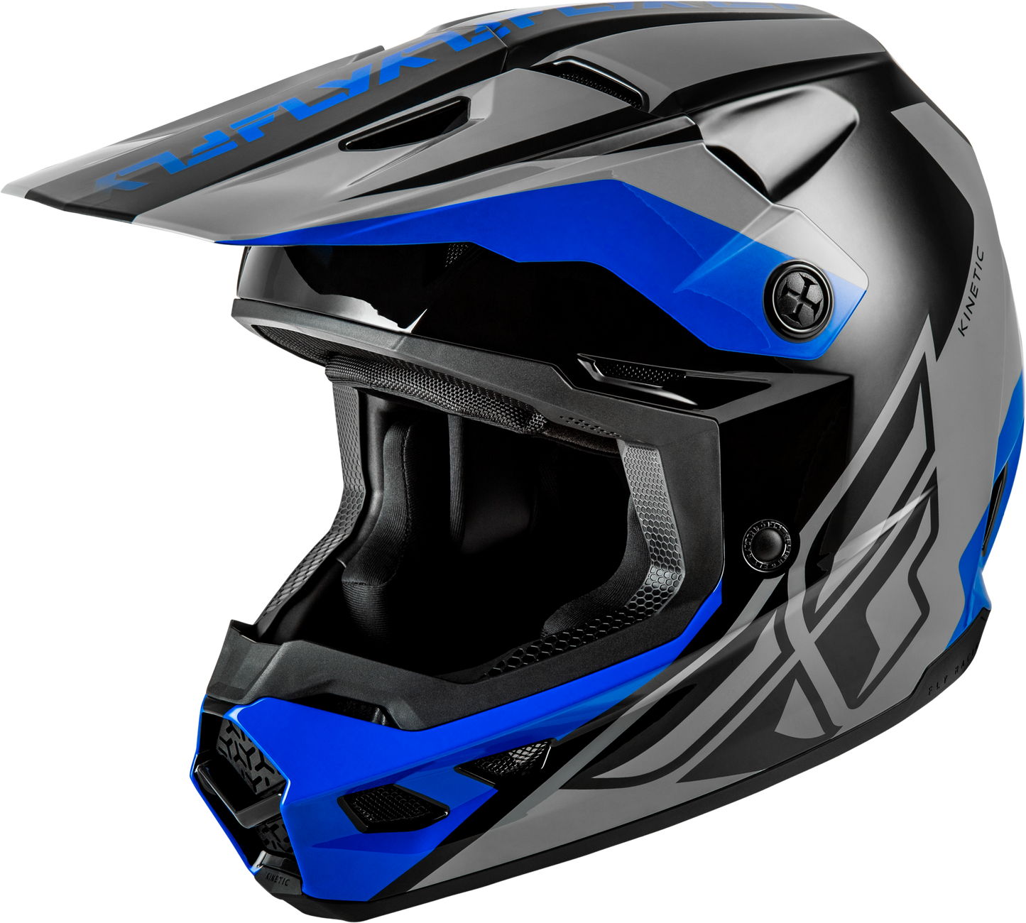 FLY Racing 2026 Kinetic Crest Helmet Grey/Black/Blue