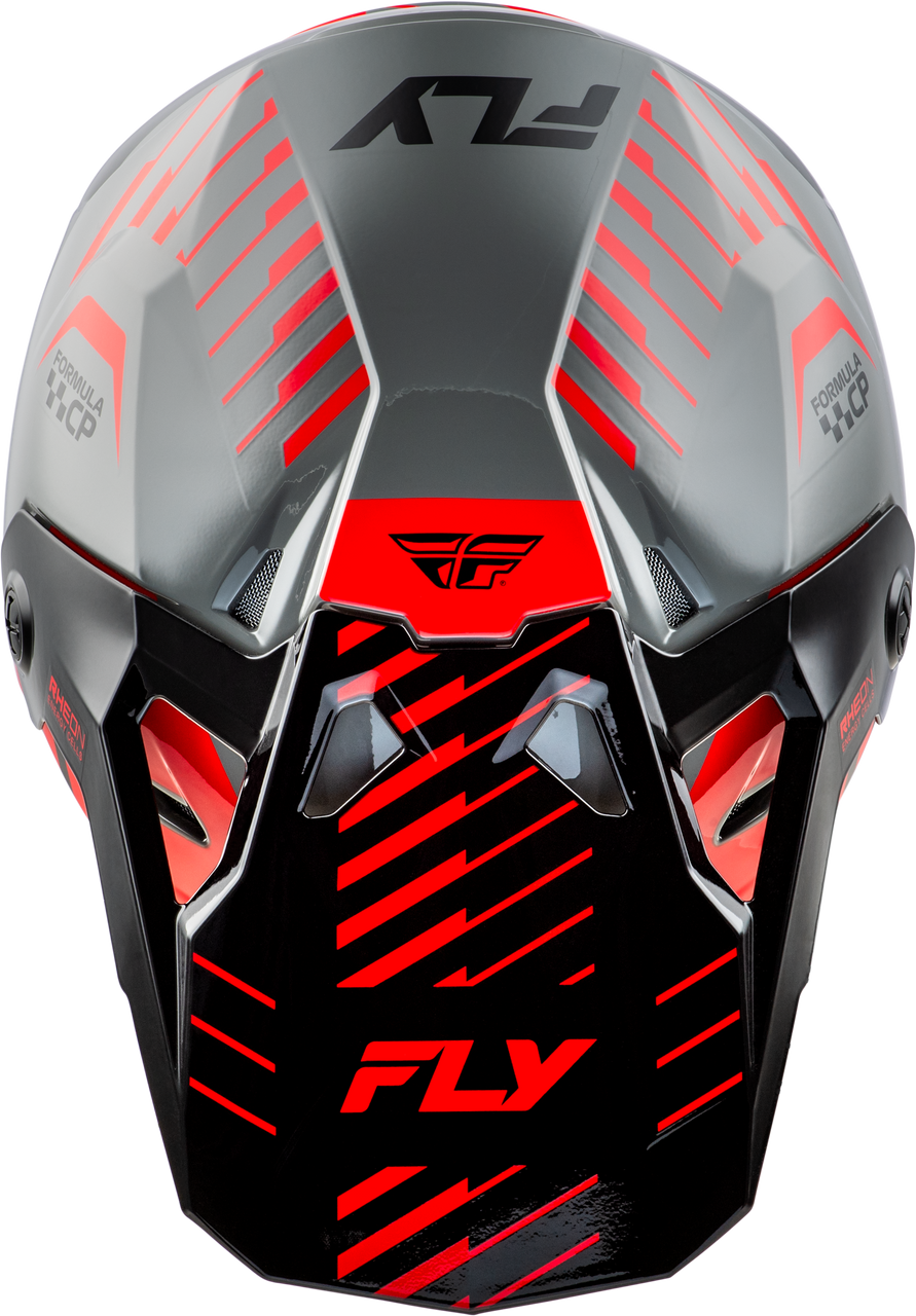 FLY Racing 2025 Youth Formula CP Slice Helmet Grey/Red/Black Youth Large