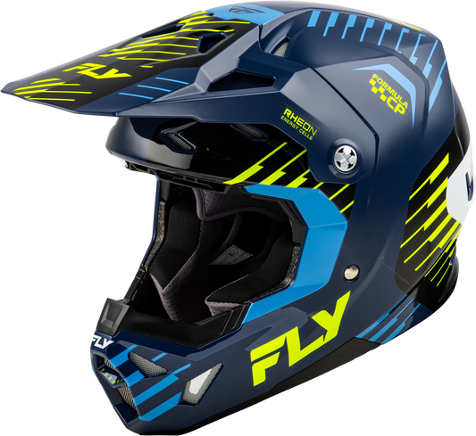 FLY Racing 2025 Youth Formula CP Slice Helmet Navy/Hi-Vis/White Youth Large