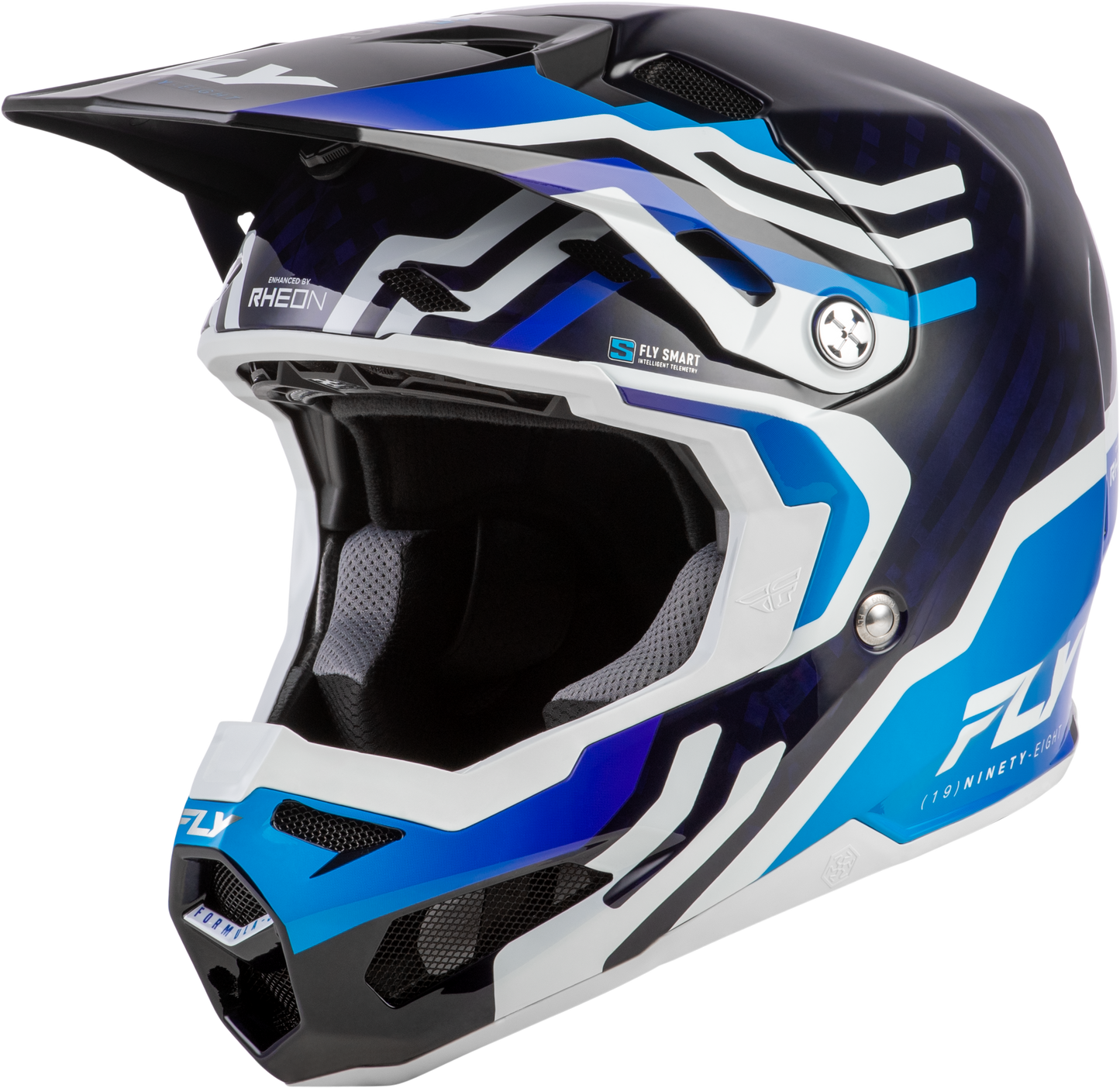 FLY Racing 2026 Youth Formula S Carbon Byte Helmet Blue Carbon/Blue/White