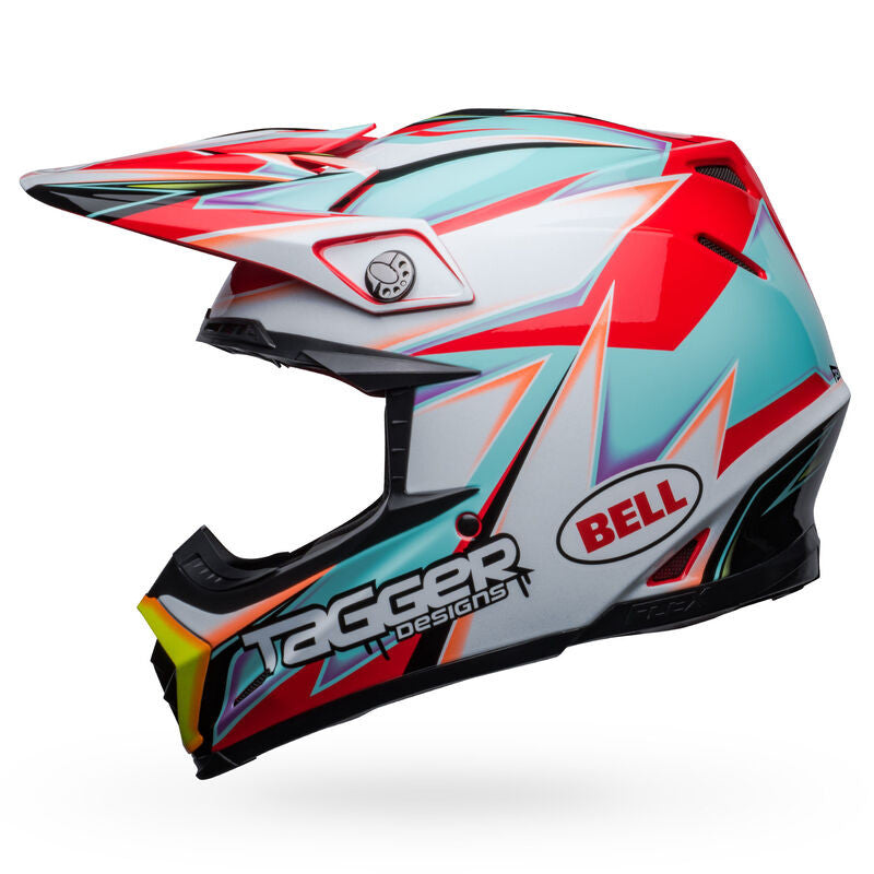 Bell Moto-9S Flex Offroad Helmet White/Aqua Tagger Edge
