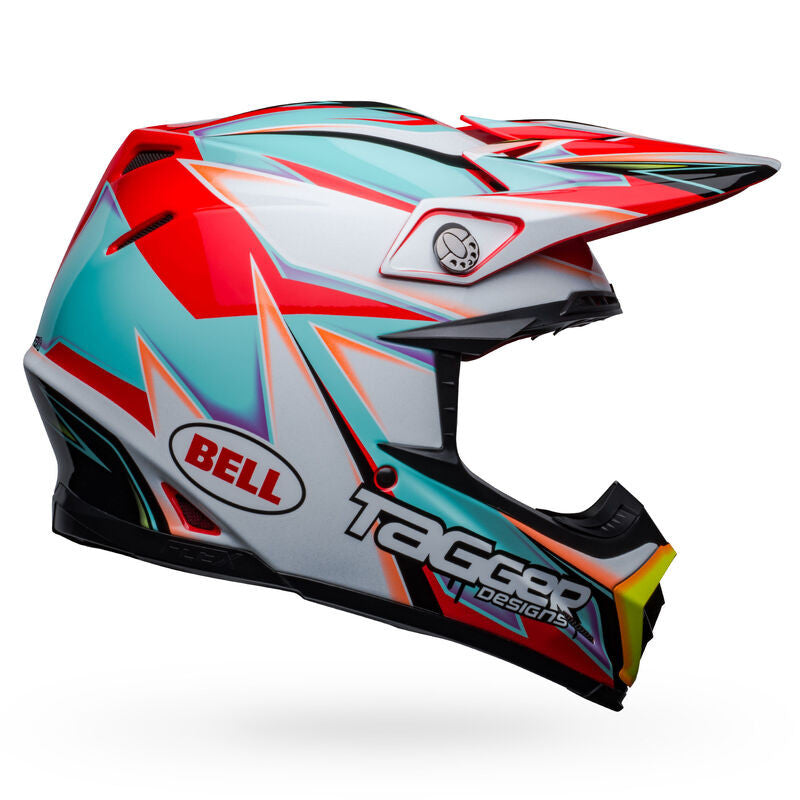 Bell Moto-9S Flex Offroad Helmet White/Aqua Tagger Edge