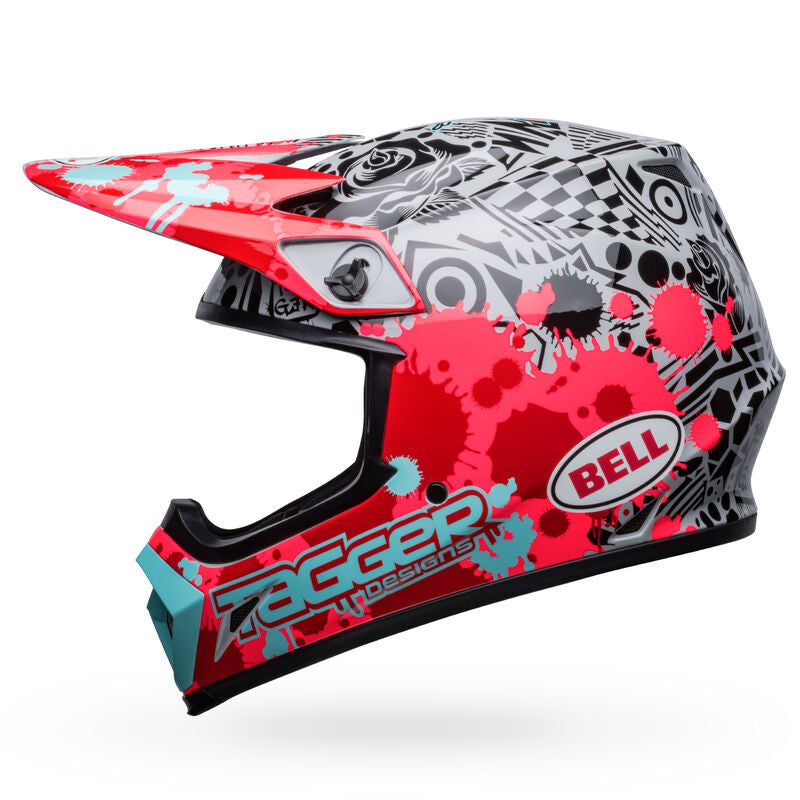 Bell MX-9 MIPS Offroad Helmet Bright Red/Gray Tagger Splatter