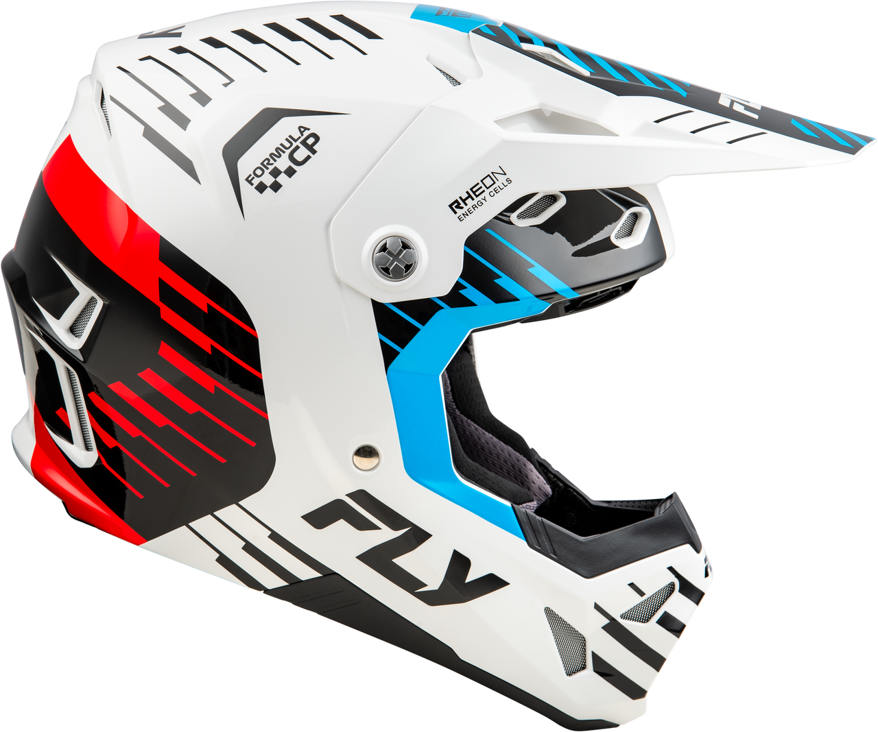 FLY Racing 2025 Youth Formula CP Slice Helmet White/Red/Cyan Youth Large