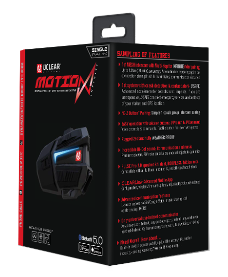 Uclear - 180510 - Motion Infinity Single Kit Boomless Helmet Coomunicator