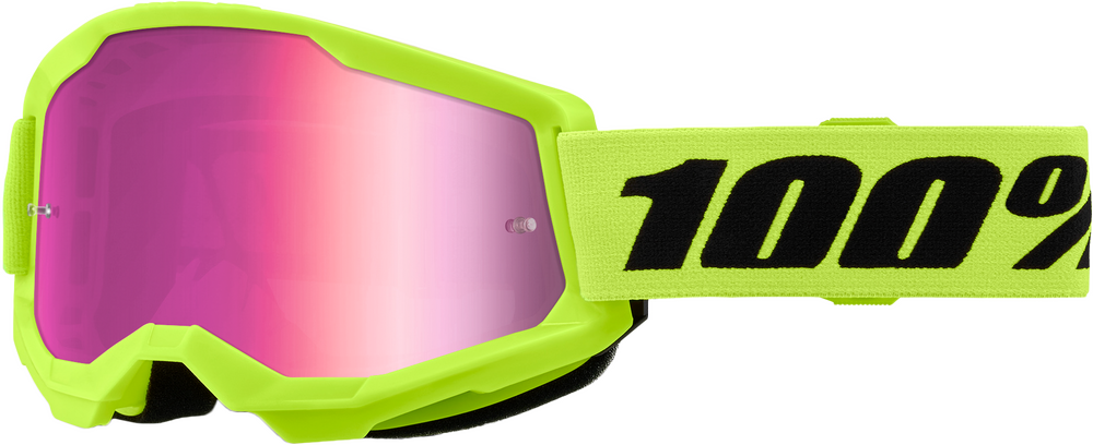 100% - 50028-00016 - STRATA 2 GOGGLE NEON YELLOW MIRROR PINK LENS
