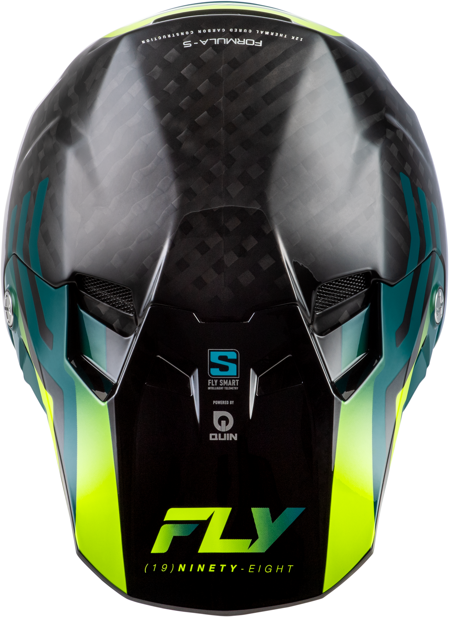 FLY Racing 2026 Formula S Carbon Byte Helmet Black Carbon/Teal/Lime