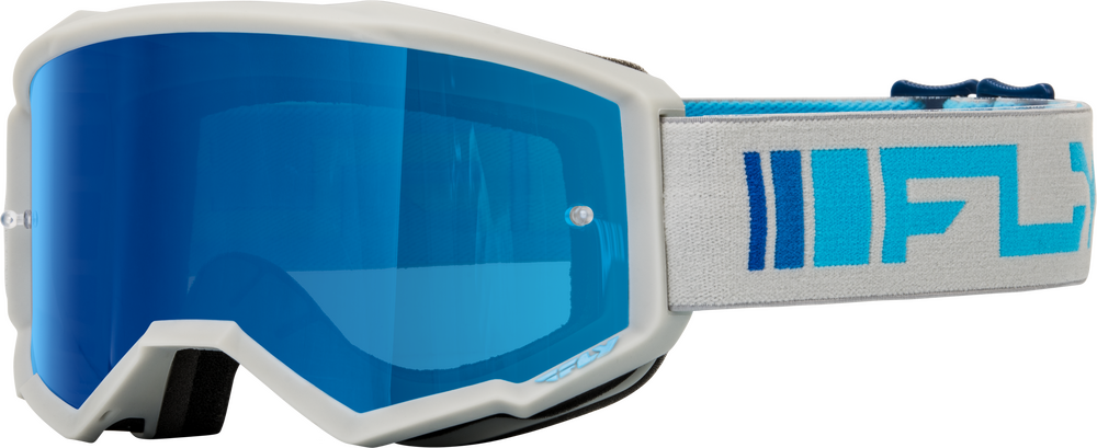 FLY RACING - 37-51523Y - YOUTH ZONE GOGGLE SILVER/BLUE W/ DARK BLUE MIRROR/SMOKE LENS