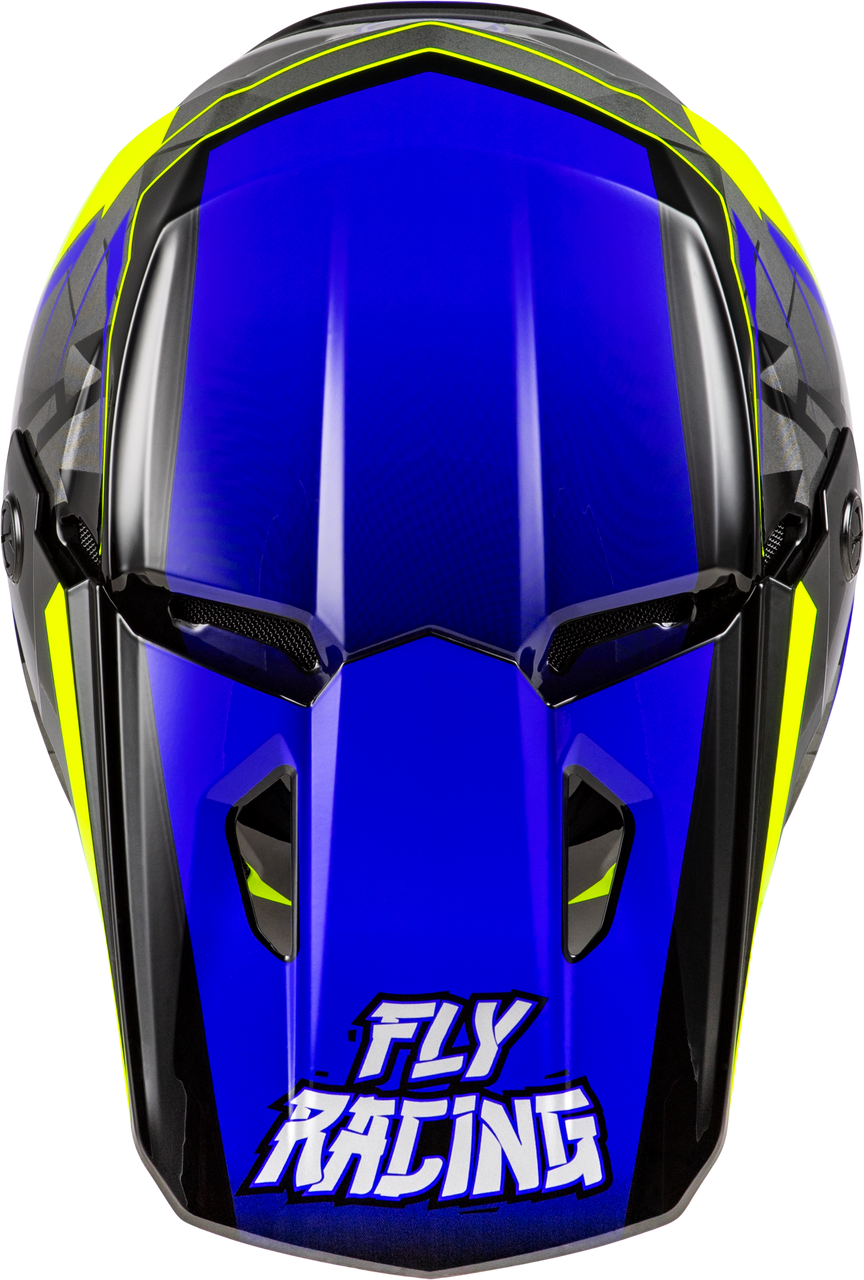 FLY Racing 2025 Youth Kinetic Scorched Helmet Blue/Grey/Hi-Vis
