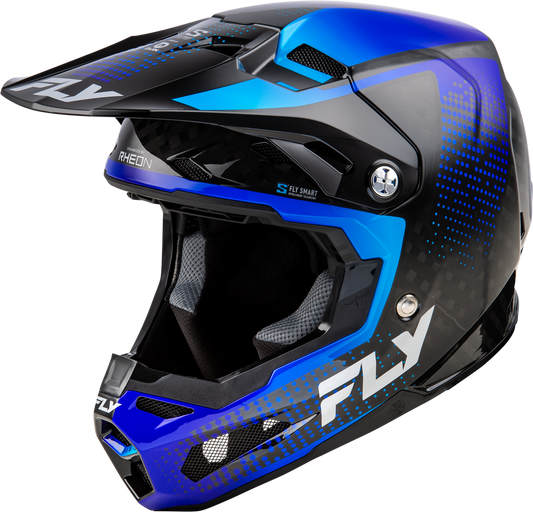 FLY Racing 2025 Youth Formula S Carbon Protocol Helmet Black Carbon/Blue Youth Large