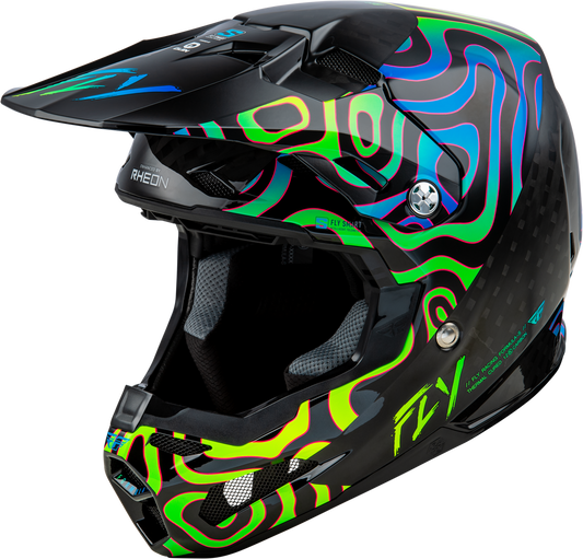 FLY Racing 2025 Youth Formula S Carbon Zen Helmet Black Carbon/Blue/Yellow Youth Large