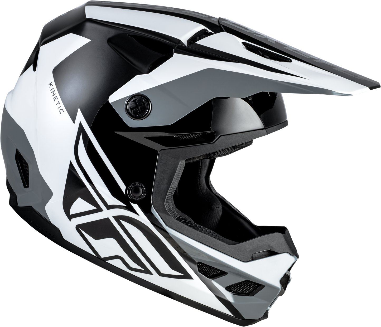 FLY Racing 2026 Kinetic Crest Helmet Black/White/Grey