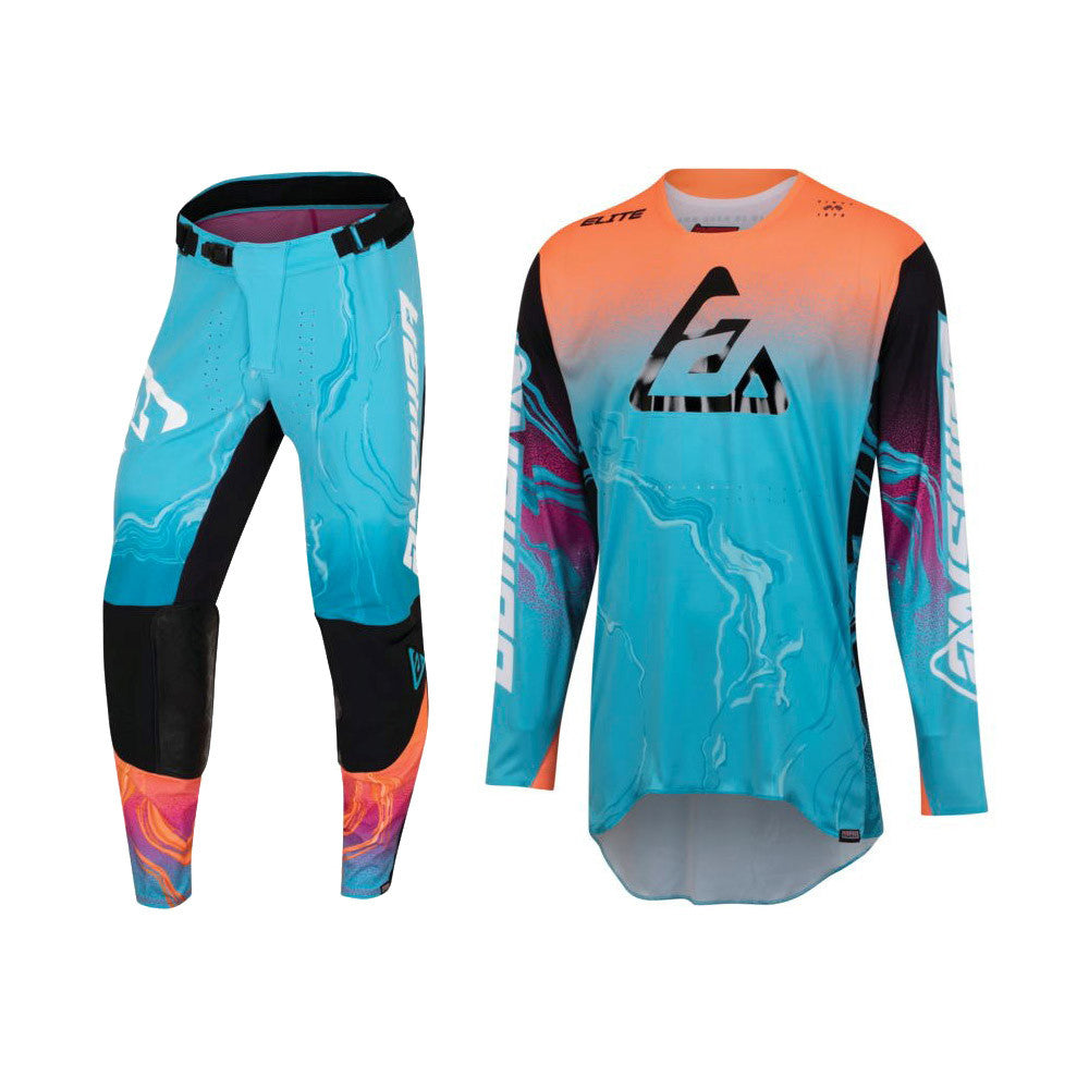 Answer Racing 2023 Youth Elite Fusion Jersey Pant Combo Astana/Hyper Orange/Rhodamine
