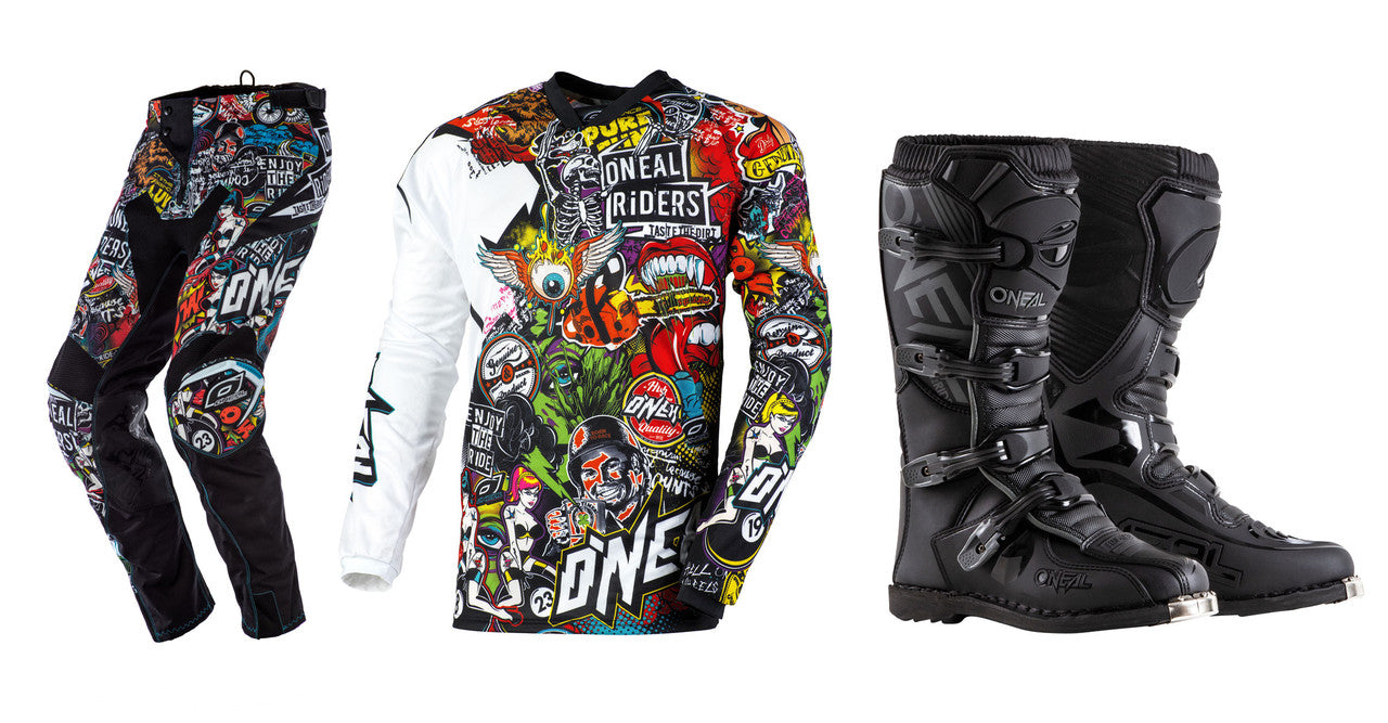 O'Neal 2024 Mayhem Crank Jersey Pant Element Boot Combo Black/Multi