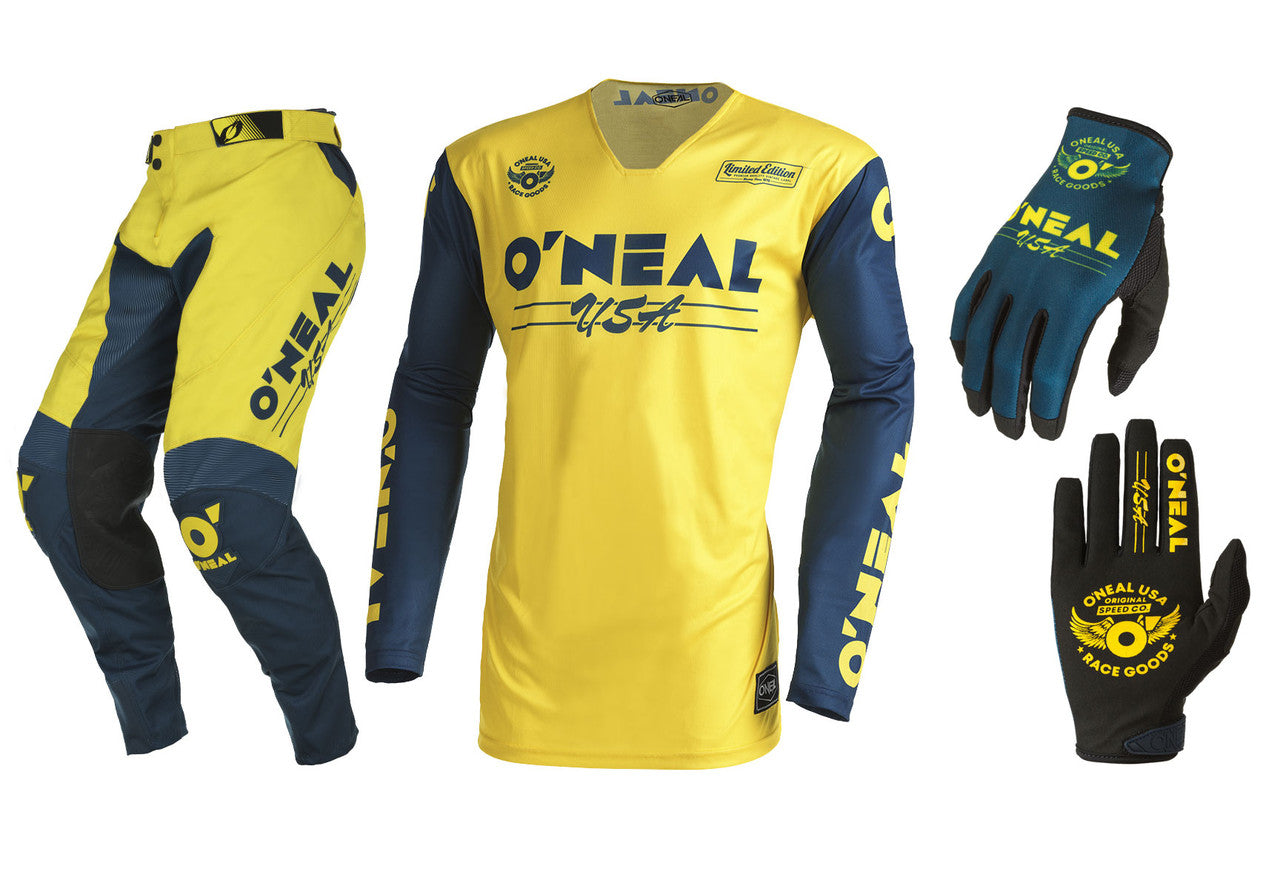 O'NEAL Mayhem Bullet Yellow/Blue Jersey Pant Gloves Combo
