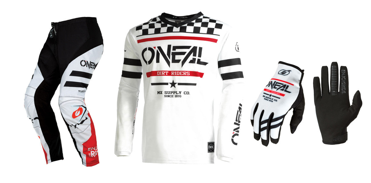 O'NEAL Element Squadron White Jersey Pant Gloves Combo