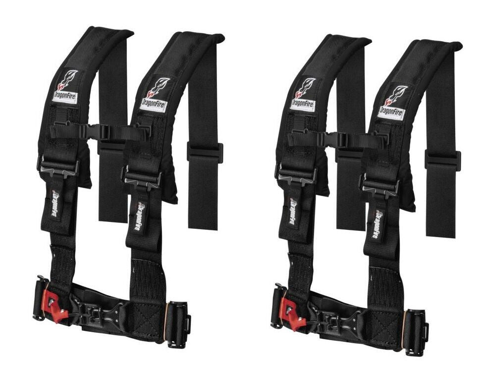 Dragonfire Racing (Set of 2) 4-Point 3" H-Style Harness With Sternum Clip Black
