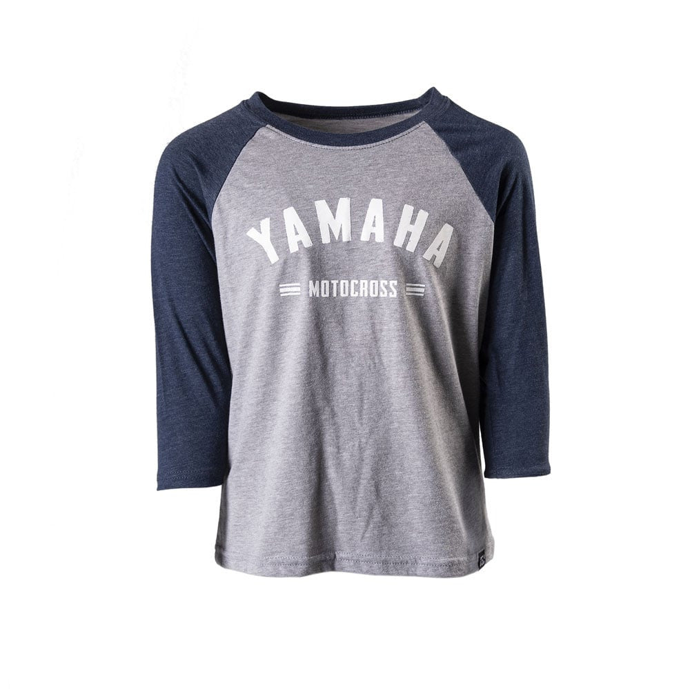 Factory Effex Yamaha Speedy Youth Baseball Shirt Navy-Heather Gray