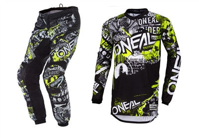 Oneal 2022 Youth Element Attack Jersey Pant Combo - Black/Hi-Viz