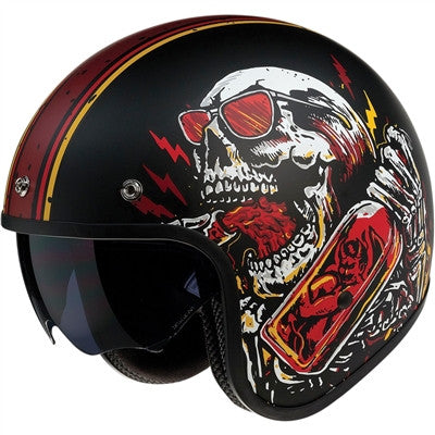 Z1R Saturn Devil Made Me Open Face Helmet - Black/Red