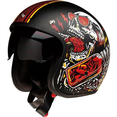 Z1R Saturn Devil Made Me Open Face Helmet - Black/Red