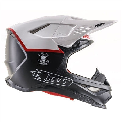 Alpinestars Limited Edition Deus Ex Machina Supertech M8 Offroad MIPS Helmet Black/White/Red available at Motocross Giant – Motocrossgiant