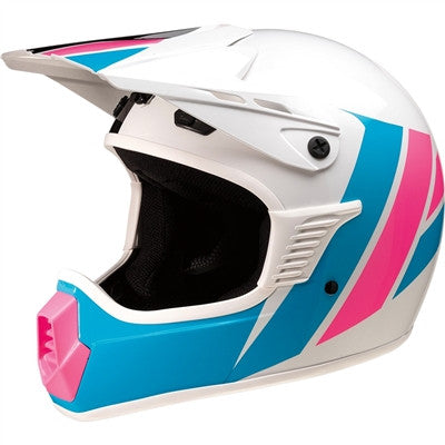 Z1R Kids Rise Evac Offroad Helmet - Gloss White/Pink/Blue