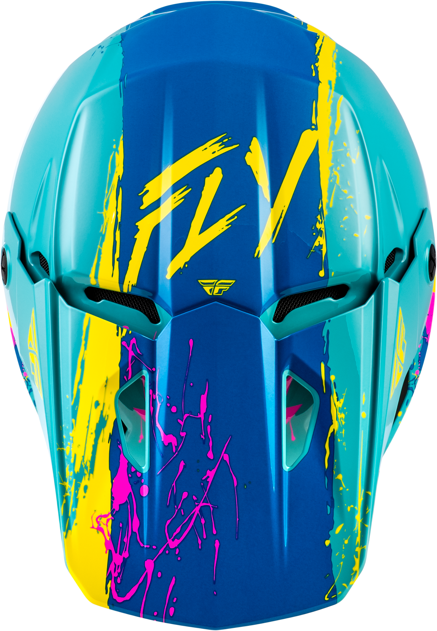 FLY Racing 2026 Youth Girls Kinetic Drip Helmet Turquoise/Pink/Yellow