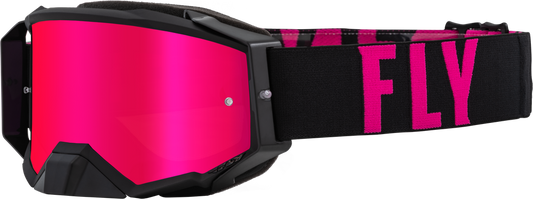 FLY RACING - 37-51901 - ZONE PRO GOGGLE BLACK/PINK W/ PINK MIRROR/SMOKE LENS