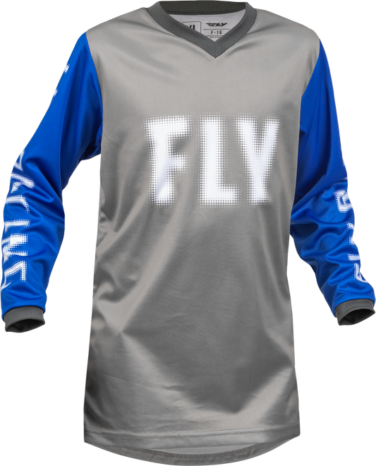 FLY Racing 2023 Youth F-16 Jersey Grey/Blue