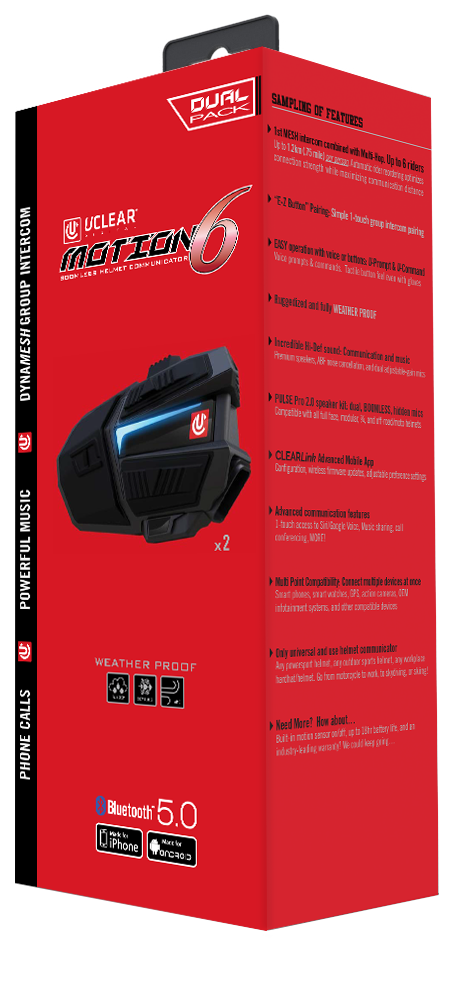 Uclear - 180509 - Motion 6 Dual Kit Boomless Helmet Coomunicator