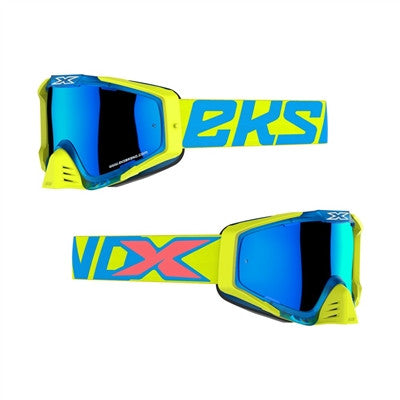 EKS-S Premium Goggles - Flo Yellow Cyan Fire Red/Red Mirror Lens
