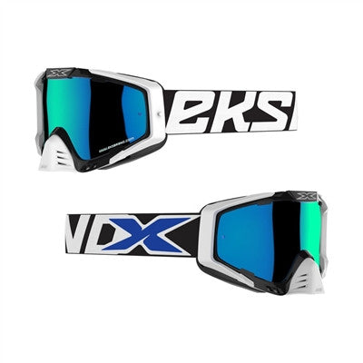 EKS-S Premium Goggles - Black White Blue/Blue Mirror Lens