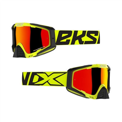 EKS-S Premium Goggles - Flo Safety Yellow Black/Red Mirror Lens