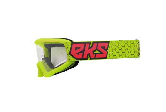 EKS BRAND - 067-30335 - XGROM YOUTH GOGGLE FLO YLW/BLACK/FIRE RED CLEAR