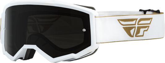 FLY RACING - 37-51723 - YOUTH ZONE GOGGLE GOLD/WHITE W/ DARK SMOKE/SMOKE LENS