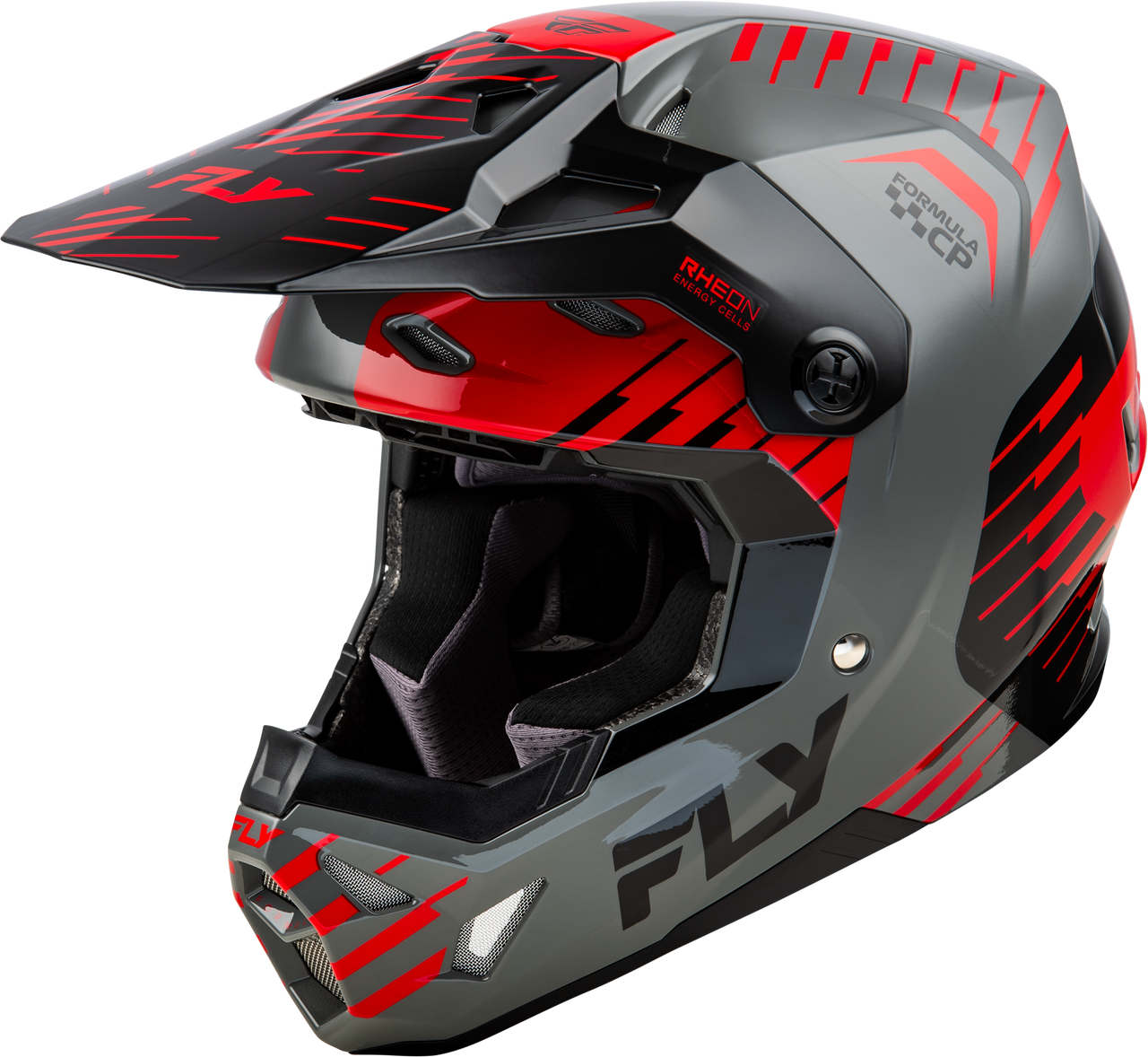 FLY Racing 2025 Youth Formula CP Slice Helmet Grey/Red/Black Youth Large