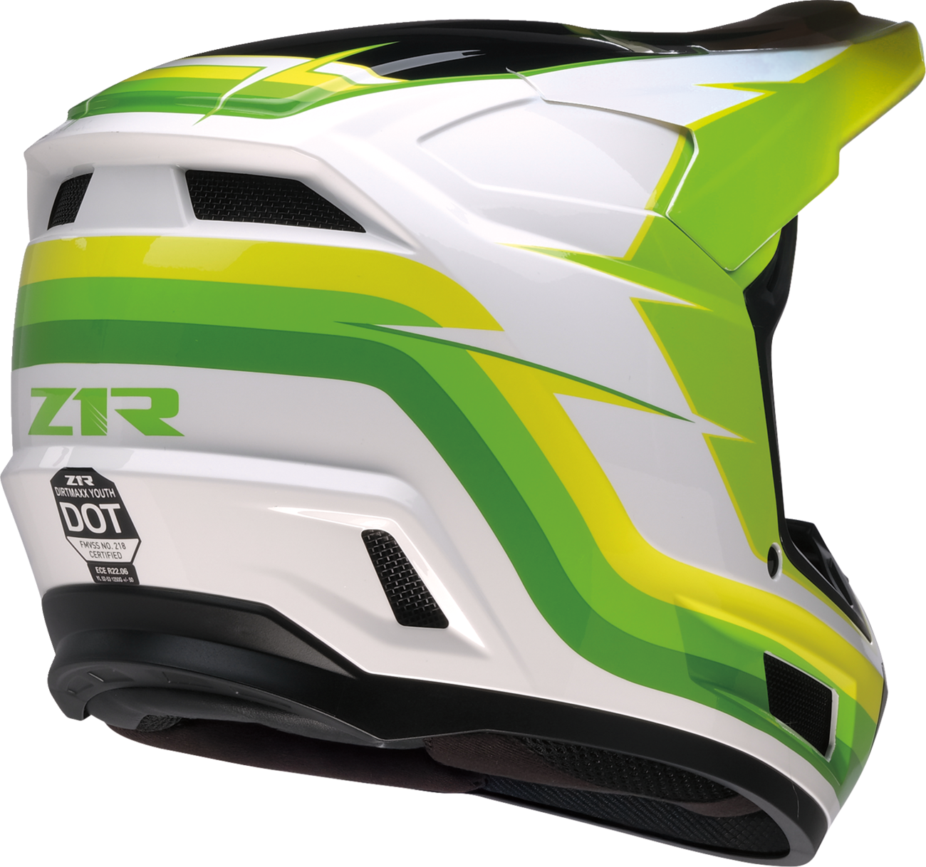 Z1R Youth Dirt Maxx Offroad Helmet Vortex White/Green